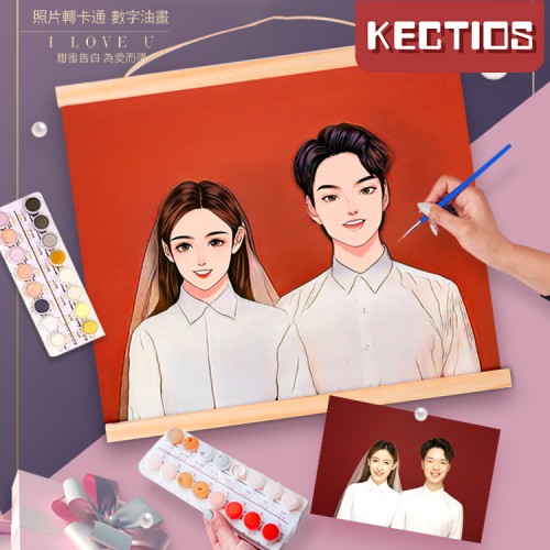 【Kectios™ 】【照片轉動漫】diy數字油畫客製化卷軸款油彩裝飾畫減壓填充手工禮物