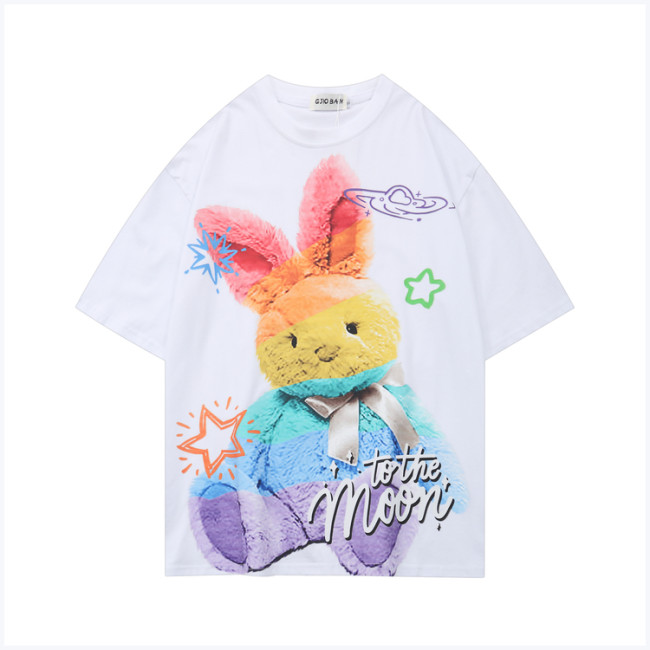 【Kectios™ 】2021夏季趣味兔子大印花T恤潮流寬鬆情侶短袖【7月25日發完】