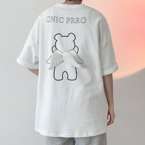 【Kectios™ 】小熊翅膀短袖情侶夏季寬鬆純棉T恤