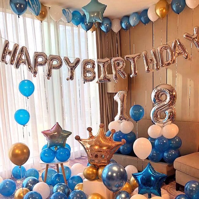 【Kectios™ 】寶寶周歲生日氣球套裝派對用品兒童成人生日氣球套餐卡通裝飾布置