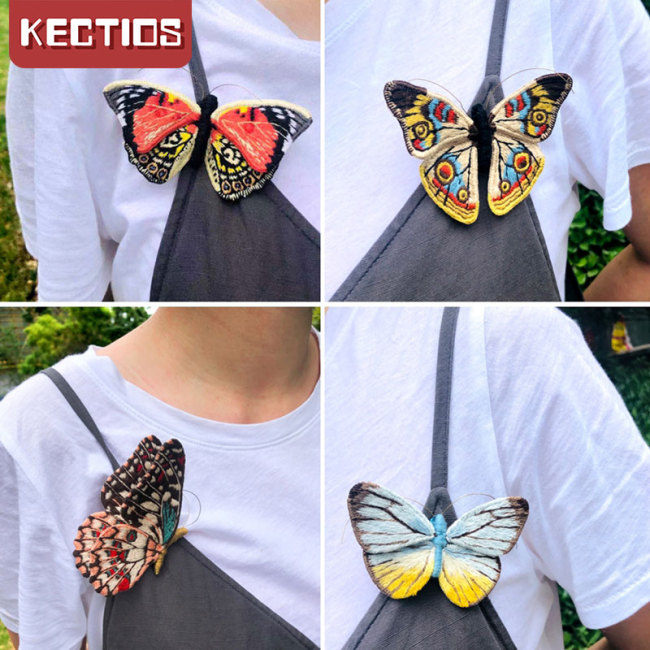 【Kectios™ 】刺繡手工diy材料包自繡制作蝴蝶胸針初學者禮物布藝繡花套件