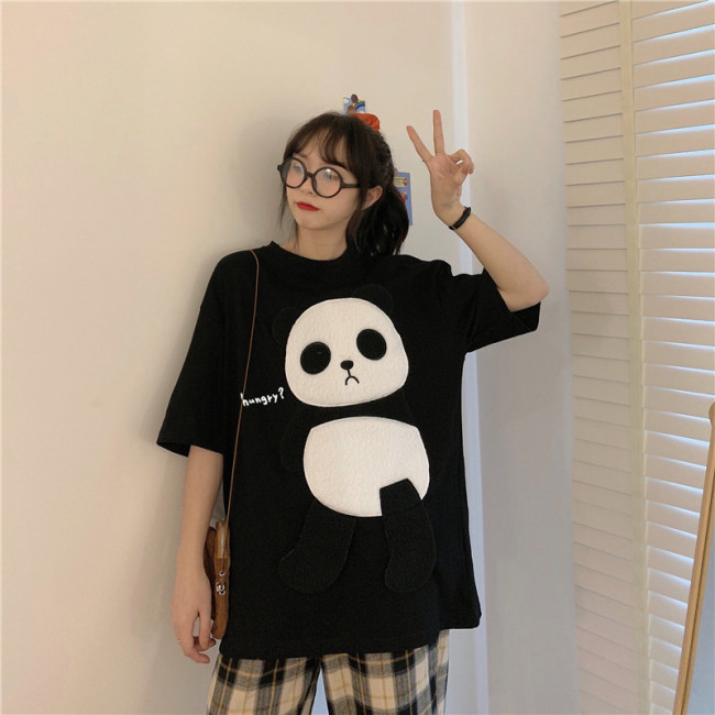 【Kectios™ 】潮牌卡通立體熊貓情侶t恤寬鬆純棉半袖