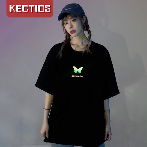 【Kectios™ 】新款反光蝴蝶印花宽松设计感小众短袖