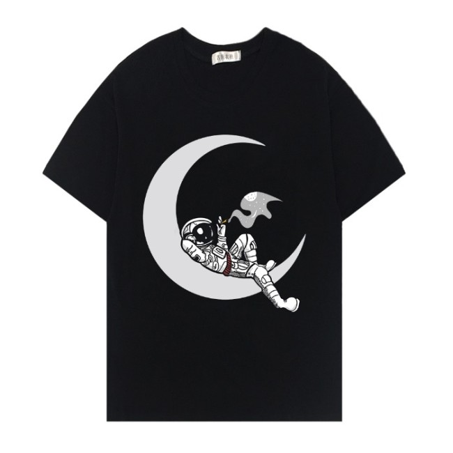 【Kectios™ 】潮流嘻哈街頭反光月亮太空人印花短袖情侶T恤