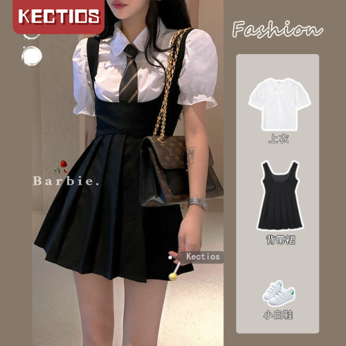 【Kectios™  】2021新夏背帶小黑裙收腰甜美法式百褶裙露吊帶裙子