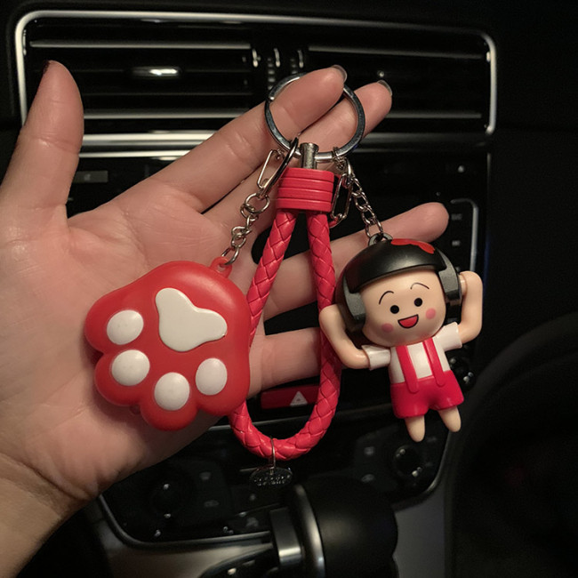【Kectios™  】櫻桃小丸子鑰匙扣迷你車鑰匙毛球鈴鐺女生可愛鑰匙鏈變臉包包掛件