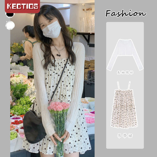 【Kectios™  】碎花吊帶連衣裙女夏2021新款法式初戀溫柔風吊帶裙