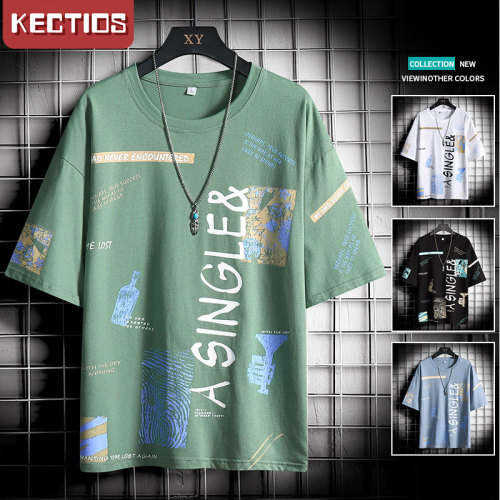 【Kectios™】短袖t恤男士寬鬆夏季新款潮流體恤男休閒韓版五分袖薄款圓領T恤男