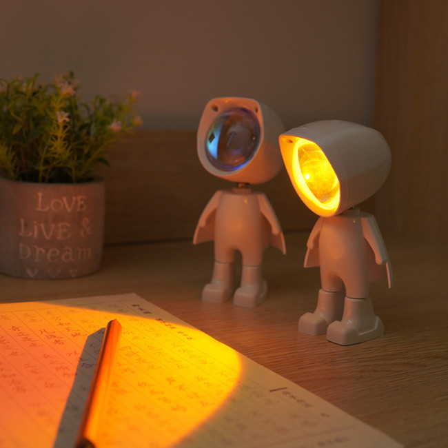 【Kectios™】日落燈拍照氛圍燈ins夕陽落日燈mini小機器人宇航員臥室投影新品（USB插頭）