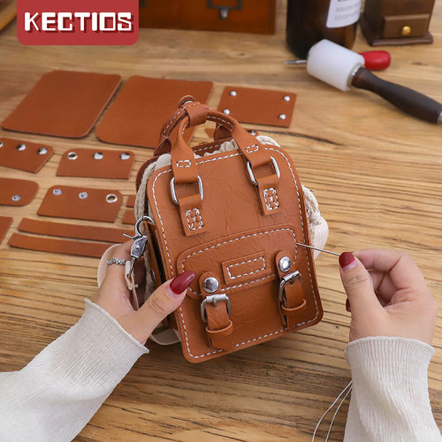 【Kectios™】日系郵差包手工編織包包diy材料包復古斜挎包自製禮物手提劍橋包