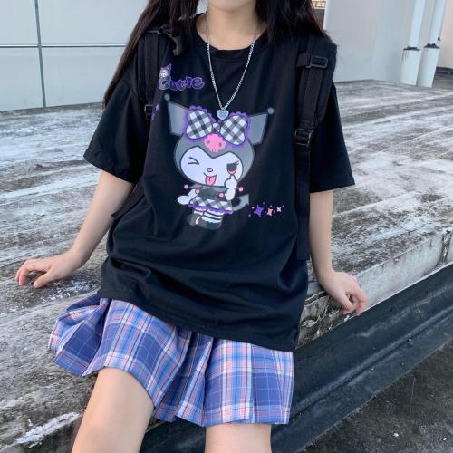 【Kectios™】短袖T恤女裝2021年新款日系動漫畫寬鬆庫洛米kuromi上衣服夏季潮