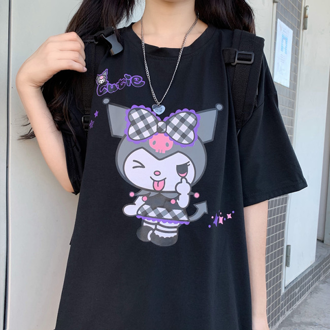 【Kectios™】短袖T恤女裝2021年新款日系動漫畫寬鬆庫洛米kuromi上衣服夏季潮