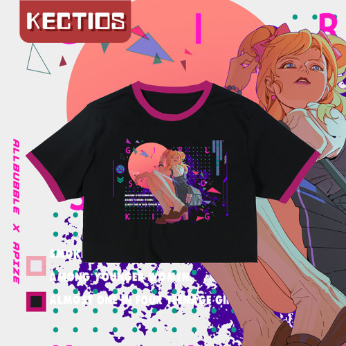 【Kectios™ 】【smoking girl】短袖女夏裝新款ins小心機拼色半袖短款T恤女