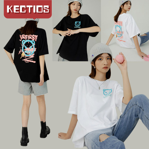 【Kectios™】2021年新款寬鬆T恤女裝休閒薄款設計感港風短袖上衣夏ins潮
