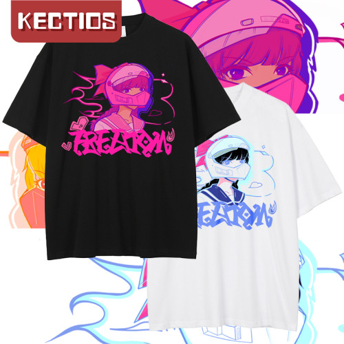 【Kectios™】機車少女系列純棉T恤oversize短袖落肩款