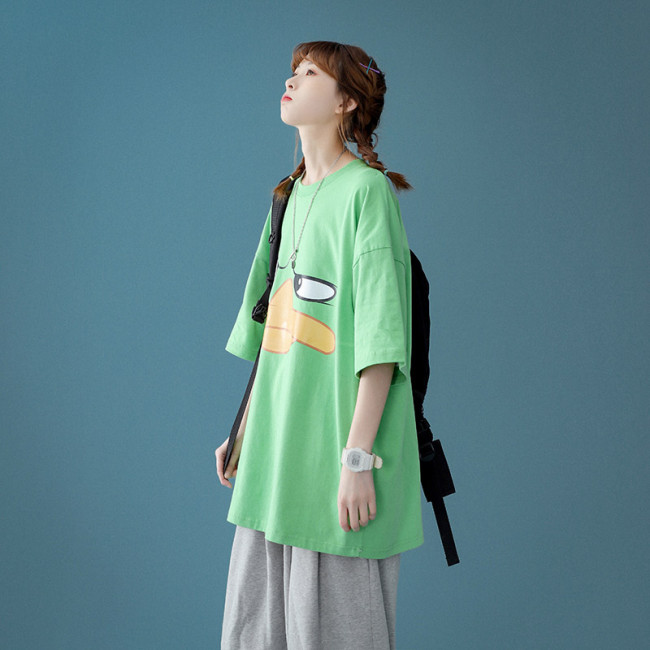 【Kectios™】原宿港風短袖t恤女韓版寬鬆怪味2021新款上衣休閒慵懶bf風半截袖