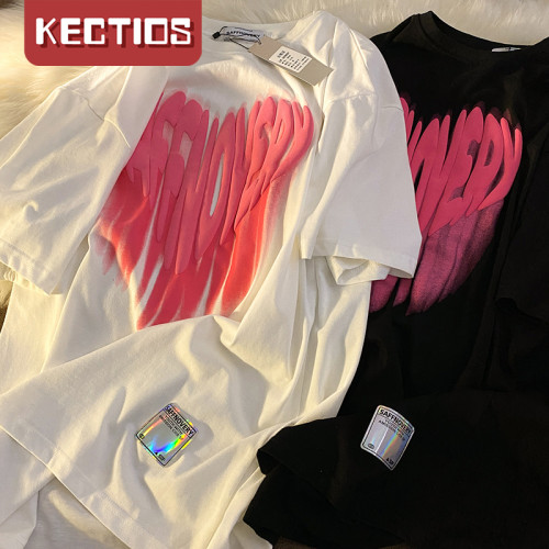 【Kectios™】心短袖T恤女體恤2021年夏季新款情侶裝潮牌ins小眾上衣
