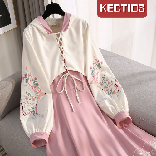 【Kectios™】初秋款国风旗袍改良连衣裙套装 古风两件套【預售】