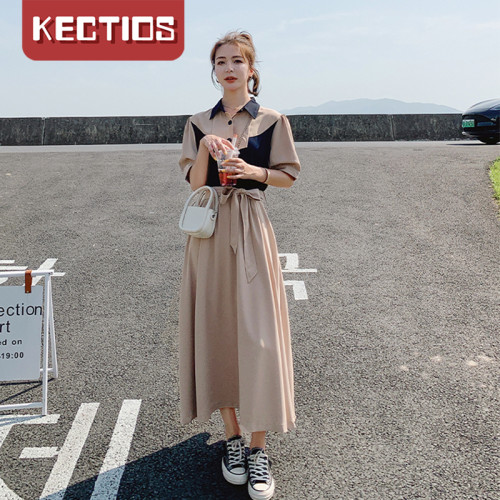 【Kectios™】淑女氣質連衣裙女夏2021年新款法式復古小眾拼接輕熟溫柔風襯衫裙