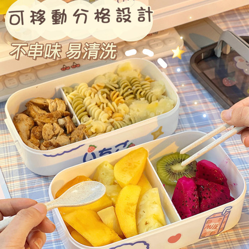【Kectios™】日式透明簡約午餐盒上班族手提飯盒可微波學生午飯打包盒帶餐具女