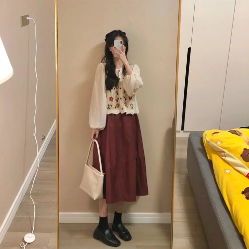 【Kectios™】春秋季新款法式復古溫柔雪紡襯衫女氣質半身裙子兩件套裝潮流