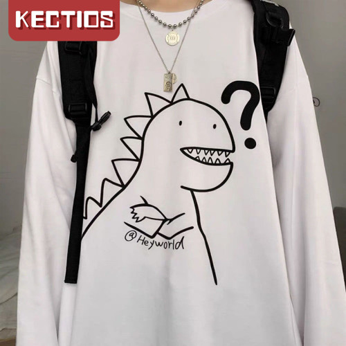 【Kectios™】潮流復古卡通恐龍怪獸學生打底衫長袖