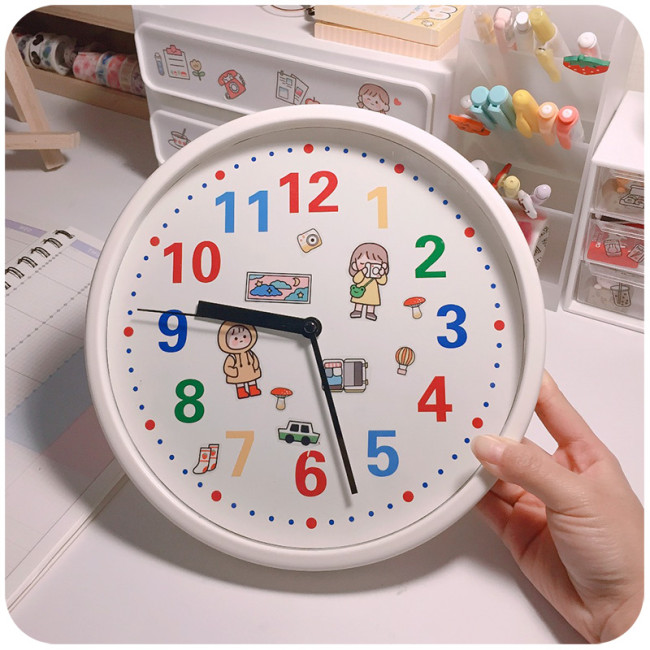 【Kectios™】DIY可愛小掛鐘創意卡通掛牆兒童鐘錶臥室表客廳家用塗鴉ins風時鐘