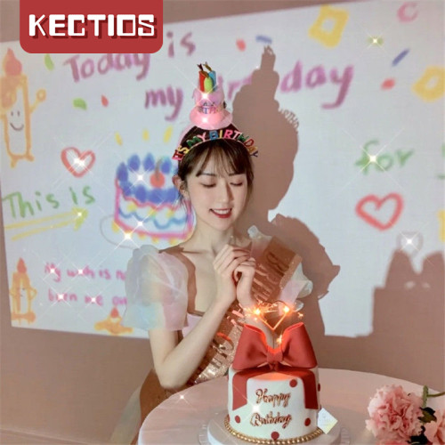 【Kectios™】生日快樂投影儀燈韓國ins女孩小紅書網紅氣氛燈生日派對拍照道具