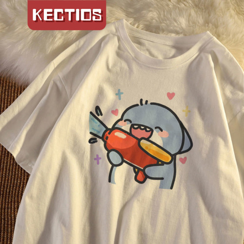 【Kectios™】短袖女2021夏季新款可愛卡通肥肥鯊潮流ins學生韓版寬鬆百搭上衣