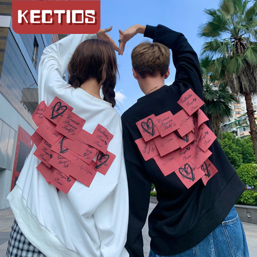 【Kectios™ 】情侶裝2021新款潮流衛衣女設計感愛心貼布秋季寬鬆薄款長袖上衣潮