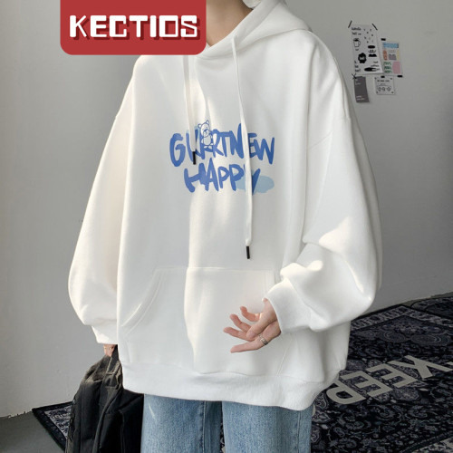 【Kectios™】嘻哈潮流連帽衛衣男士秋冬ins潮牌港風寬鬆休閒外套情侶套頭上衣