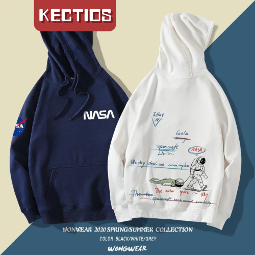 【Kectios™】NASA聯名印花連帽寬鬆潮牌宇航員學生男女籃球休閒百搭衛衣男