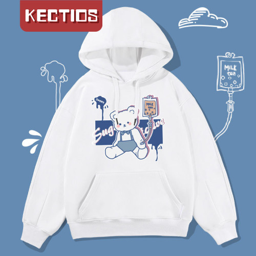 【Kectios™】2021新款兒童洋氣衛衣女秋冬中大童加絨保暖衛衣日系連帽加厚外套