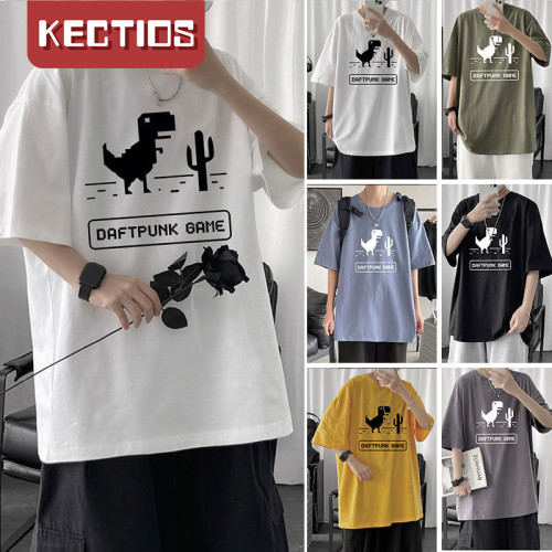 【Kectios™】100%純棉短袖T恤男夏季潮流韓版寬鬆半截袖港風ins百搭帥氣衣服潮