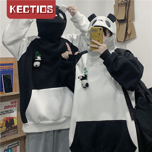 【Kectios™ 】2021新款自閉衛衣連帽學生原宿風冬季大碼上衣寬鬆熊貓頭外套男女