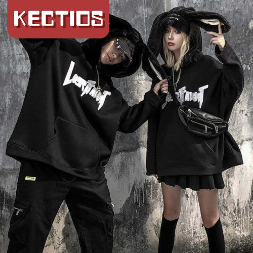 【Kectios™ 】加絨加厚秋冬情侶衛衣設計感兔子耳朵衛衣女潮ins國潮寬鬆版外套