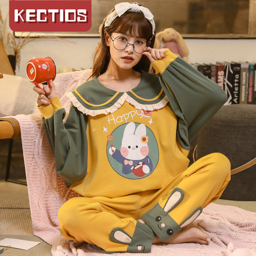 【Kectios™】HAPPY 兔兔印花娃娃領睡衣兩件套