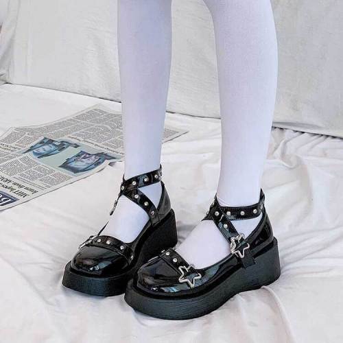 【Kectios™】日系軟妹洛麗塔lolita鬆糕厚底綁帶娃娃鞋cos圓頭學生公主女單鞋