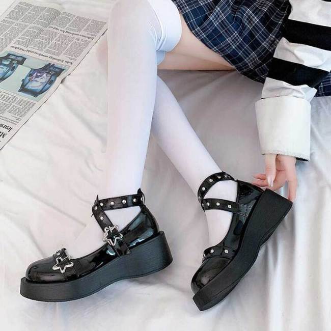 【Kectios™】日系軟妹洛麗塔lolita鬆糕厚底綁帶娃娃鞋cos圓頭學生公主女單鞋