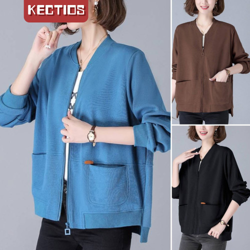 【Kectios™】2021秋季新款寬鬆大碼長袖衛衣百搭休閒女短款外套