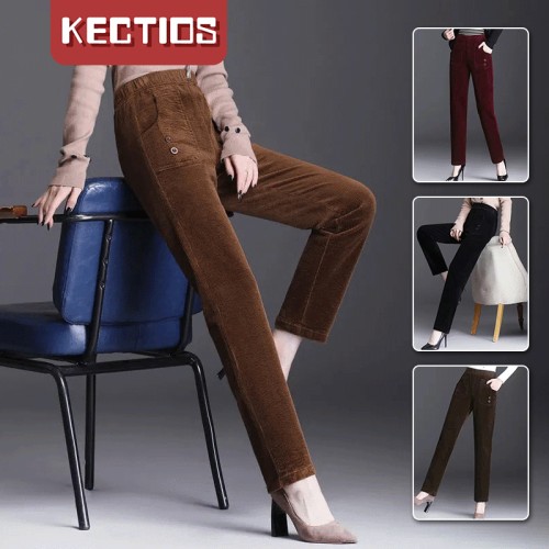 【Kectios™】韓版燈芯絨秋裝哈倫休閒女褲蘿蔔褲！顯高顯瘦！寬鬆大碼舒適！厚度適中！現在穿正正好哦~