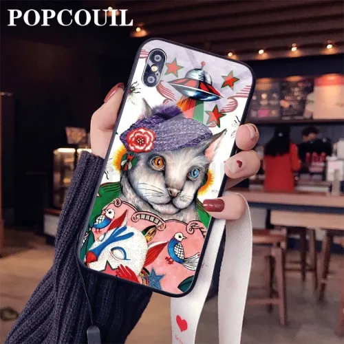 POPCOUIL DIY Luxury Custom Case For Xiaomi Redmi 6A S2  Mi 9 SE 9T CC9E Note 7 6 5A Pro Poco F1 Phone Customized Name Photo Logo