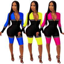 Female Bodycon 3 Colors Mid Jumpsuit For Sports QQM3825