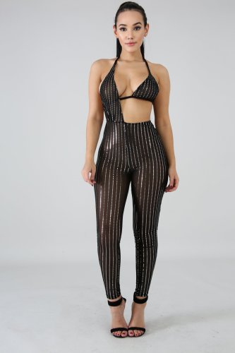 Sexy Chest Wrapping Mesh Sheet Pants CCY8073