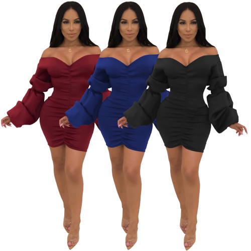 Pure Colors Off Shoulder Bocycon Mini Dress SMR9107