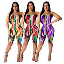 Wholesale Price Printig Off Shoulder Mid Jumpsuit ML7178