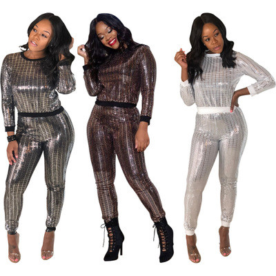 Fashion Sequin Slim Bodycon Long Sleeves Outfits MD122