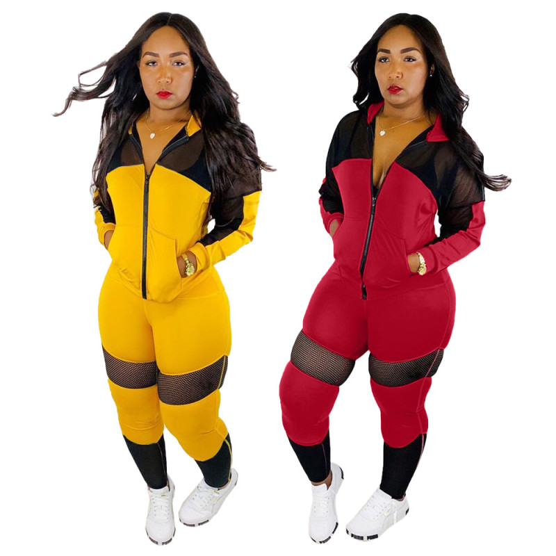 Outdoor Autumn Yellow/Red Long Bodycon Track Suis YT3168