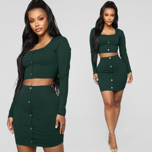 New Arrival Green Two Pieces Sexy Skirts Sets W8153