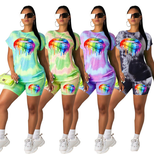 Wholesale Lip Printing Tie Dye Track Suits For Women YT3167